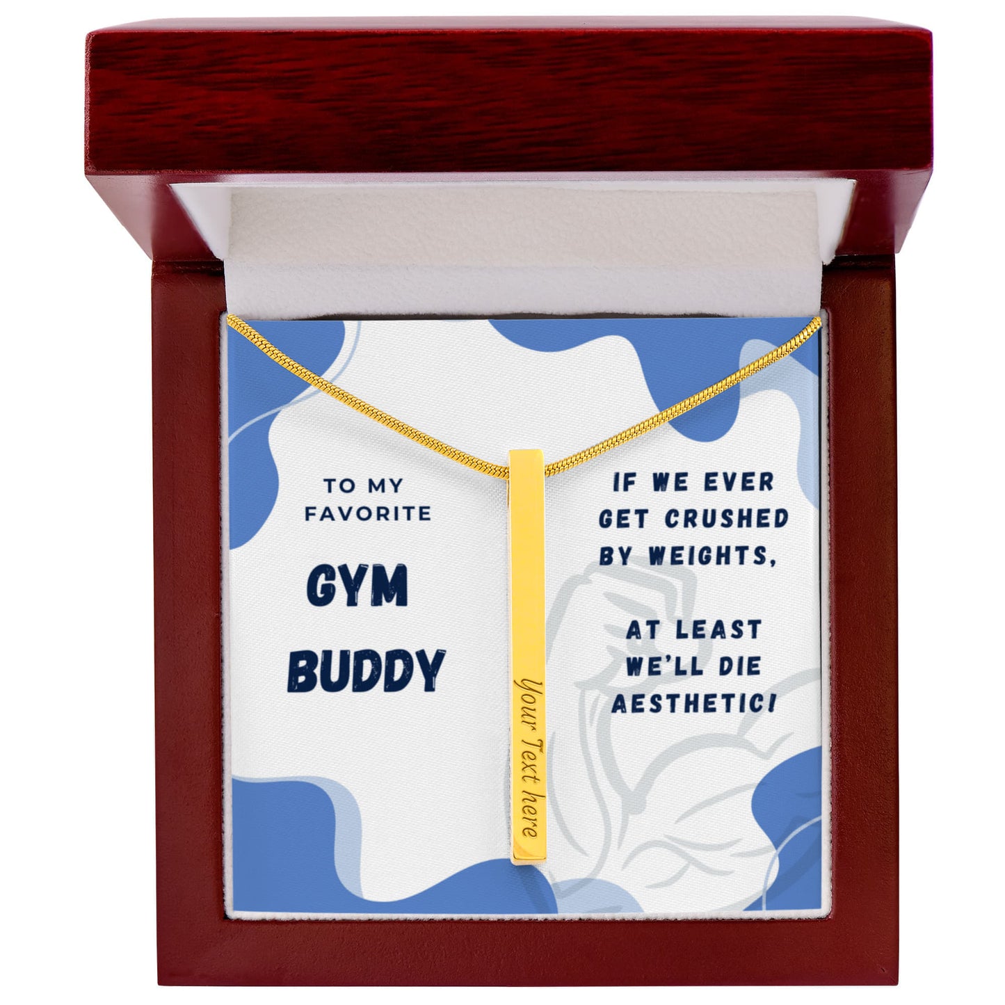 Engraved Stick Necklace for Gym Buddy – Funny Fitness Gift for Gym Partner, Personalized Jewelry, Workout Partner Gift