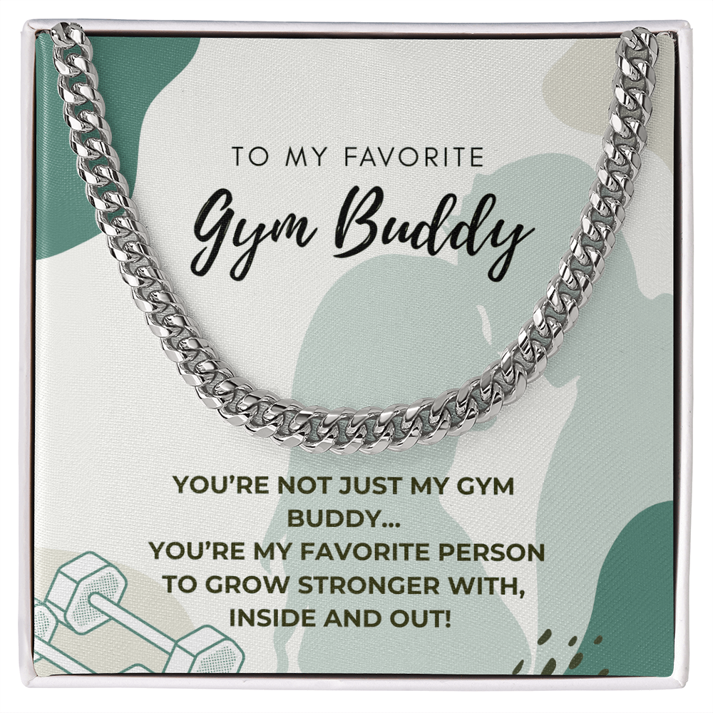 Cuban Link Chain for Husband or Boyfriend – Gym Buddy Gift | Romantic Fitness Jewelry | ‘You're Not Just My Gym Buddy' Message Card