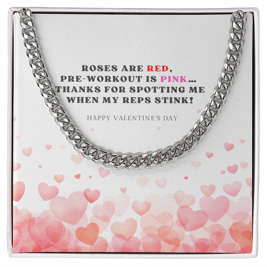 Cuban Link Chain for Him – Gym Buddy Gift |  Valentine Gift with Message Card